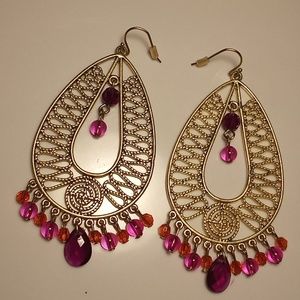 Bollywood Boho Goldtone Gemstone Earrings